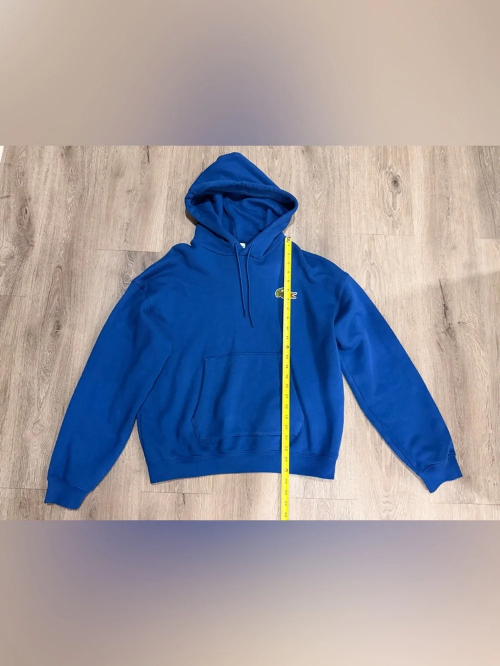 Lacoste Blue Hoodie Sweatshirt with Green Crocodile Logo
